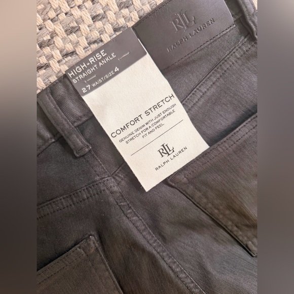 Lauren Ralph Lauren Coated High Waist Straight Leg Ankle Jeans 4 - Picture 5 of 8